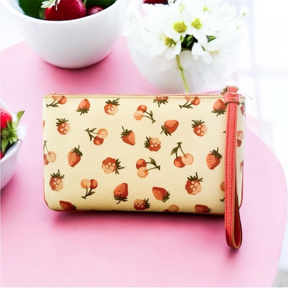 Coach RARE Fruit Fantasy Wristlet with Strawberries & Cherries - Picture 2 of 8